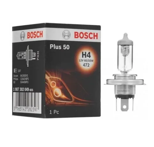 Лампа H4 (12В) BОSCH PLUS +50% 60,55W  (1987302049)